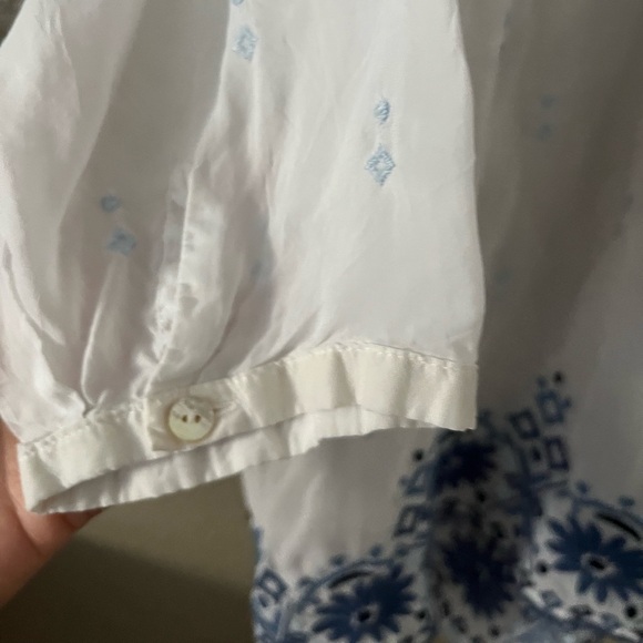 J.Jill White Blue Embroidered Boho Sheer Tunic Top Women’s S - Picture 9 of 13